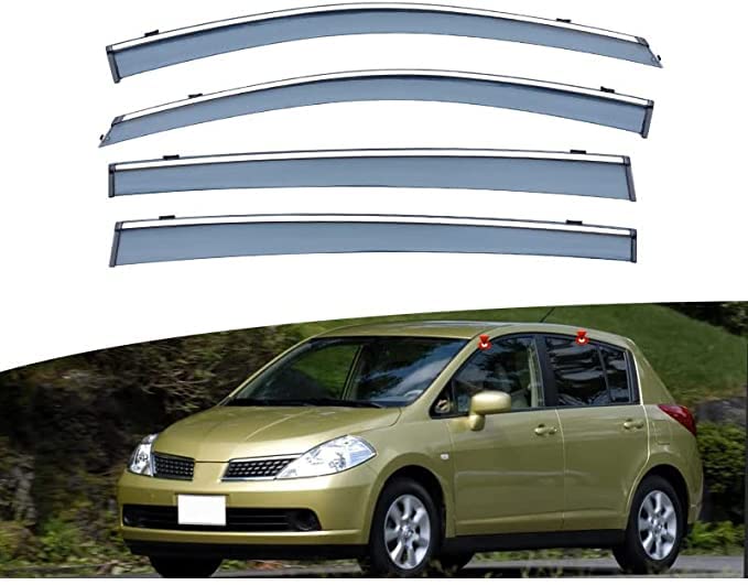 Wysokiej jakości deflektor samochodowy, ochrona przed deszczem, 4 sztuki, do Nissan Tiida 2005-2010, szyby boczne z przodu i z tyłu