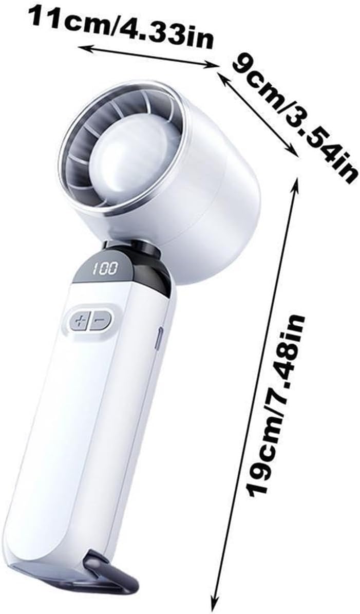 Small Hand-Held Fan Rechargeable Portable Fan Handheld High Speed Blower Quiet Cooling Device 100 Speeds Adjustable With Digital(Grey)