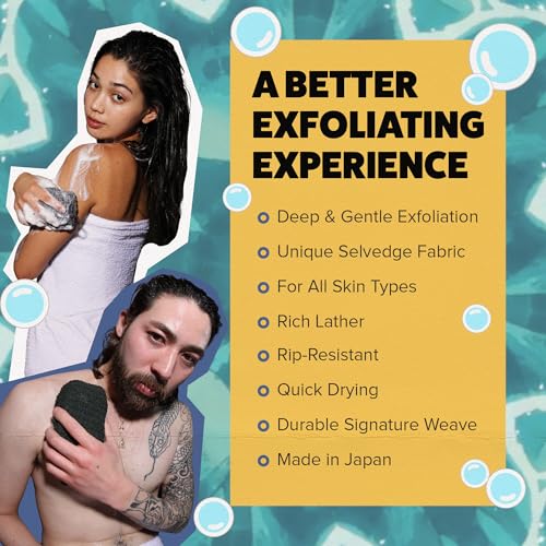 Image of Goshi Exfoliating Shower Sponge- Grey, Rapid-Drying, Rip Resistant