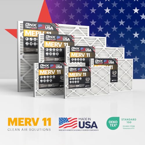 Image of BNX TruFilter 16x24x1 Air Filter MERV 11 (12-Pack) - MADE IN USA - Allergen Defense Electrostatic Pleated Air Conditioner HVAC AC Furnace Filters for Allergies, Dust, Smoke, Allergy MPR 1200 FPR 7