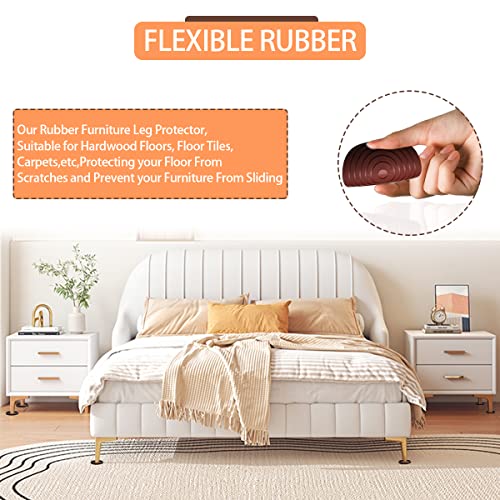 Furniture Coasters Non-Slip Bed Leg Pads Round Rubber Anti Sliding Caster Cups For Hardwood Floors Brown 8Pcs 2.5Inch #TOP4