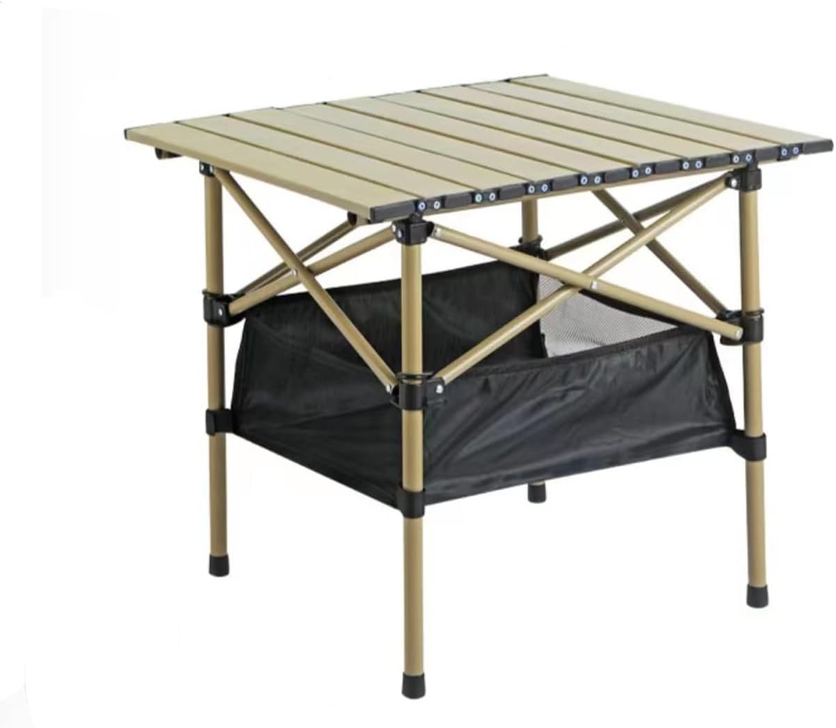 Folding Camping Table,Portable Camping Table,Lightweight Aluminum Folding Beach,Equipped with Storage Net Pocket, Suitable for Outdoor(Beige, 20 * 20 INCH)