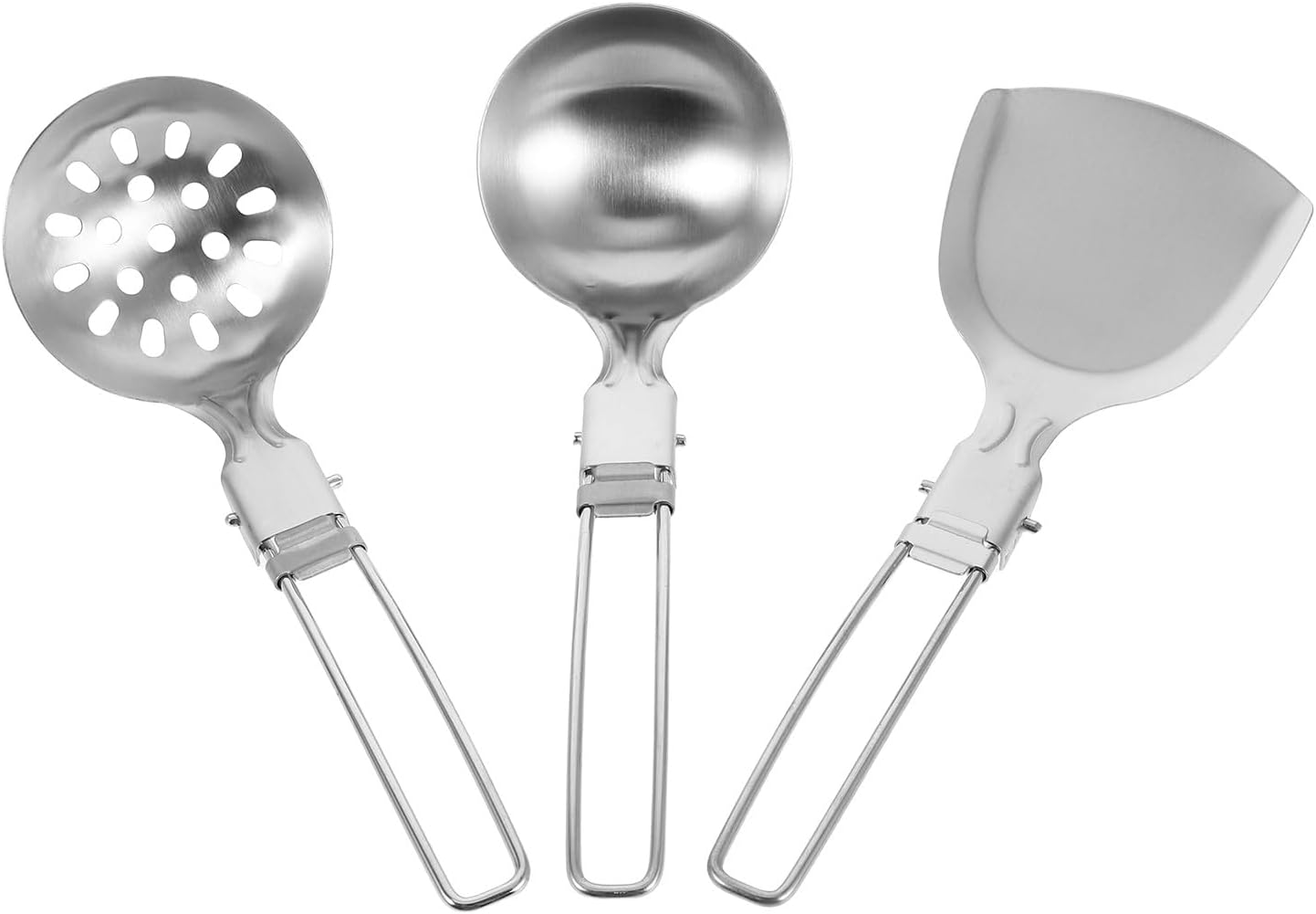 3 Piece Foldable Stainless Steel Camping Cooking Utensils Set