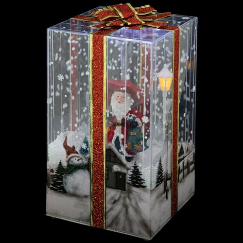Musical Santa Lighted Snowing Gift Box with Ribbon Christmas Decoration - 12