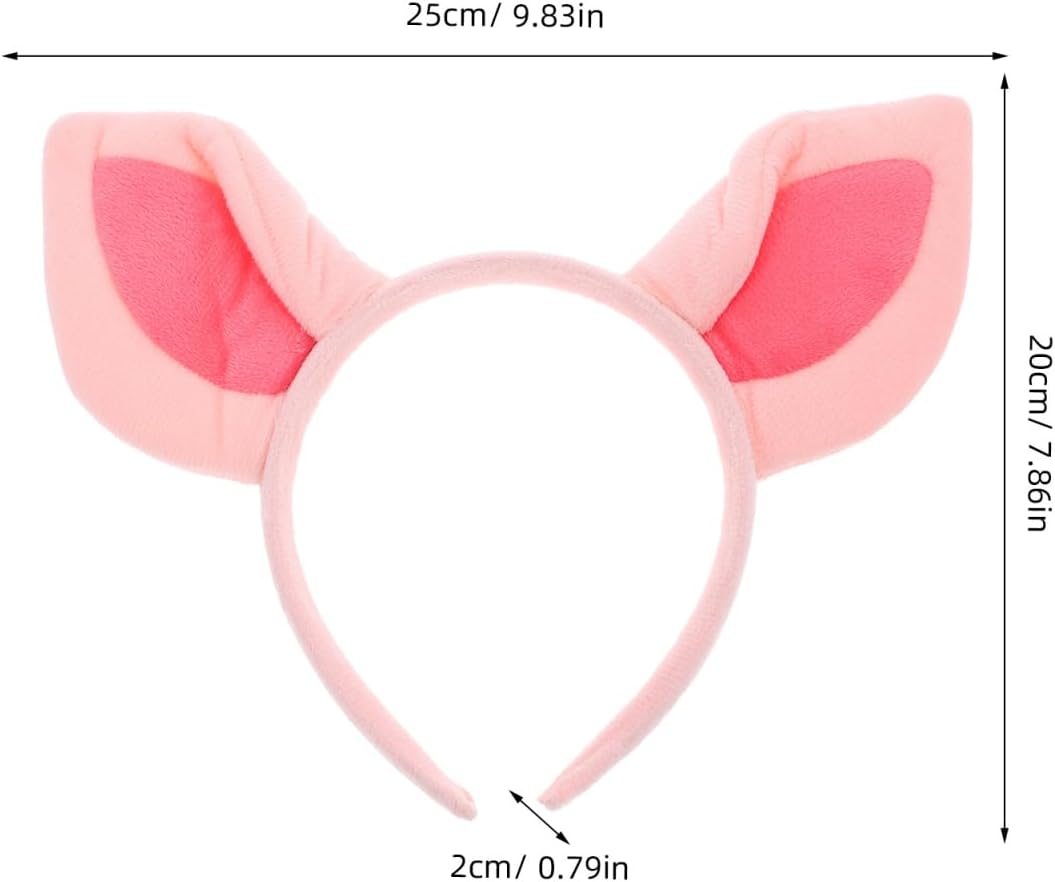 Pig Ears Headband Plush Animal Ear Headband Piglet Ears Headwear Headdress Pink Animal Costume Cosplay Halloween Party Accessory for Kids Adult - Image 9