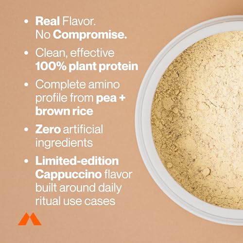 Image of Momentous Vegan Protein Powder, 20g Pea & Rice Blend Protein, Cappuccino | Complete Amino Acid Profile to Support Lean Muscle Growth, NSF Certified for Sport, Non-GMO & Gluten-Free (12 Servings)