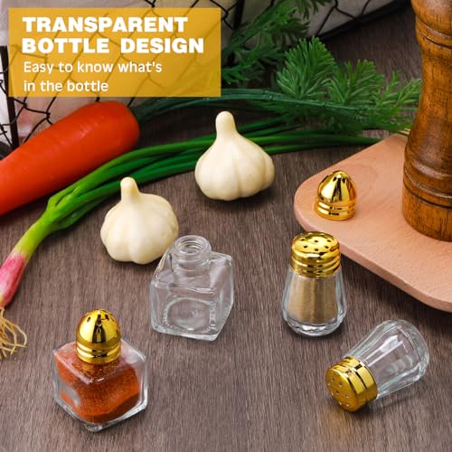 Mini salières transparentes lot de 50 avec couvercle doré - 5