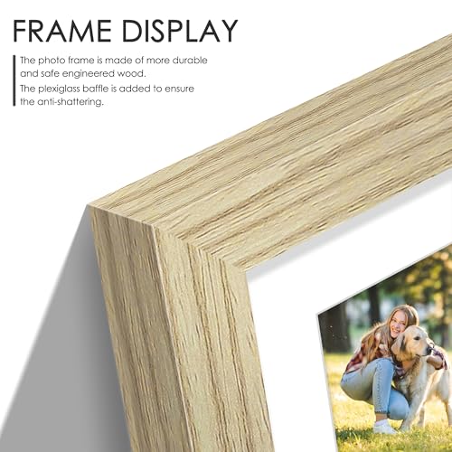 Image of DUENPY 8x14 Collage Picture Frame 4x6 Collage Picture Frame Displays Three 4x6 inch Photos or 8x14 (Without Mat) for Available Horizontal Wall Mounting Display and Vertical Wood Color