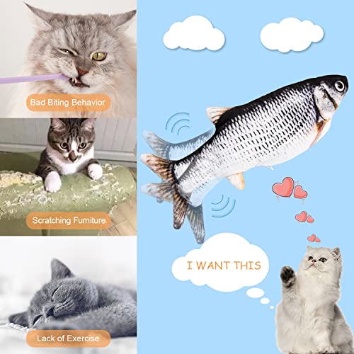 Depets Flopping Fish Cat Toy, Durable Floppy Fish Cat Toy With Catnip, Usb Charging Wiggle Fish Toy For Cats/Puppy/Small Dogs, Realistic Flipping Fish Cat Toy, Cat Toy For Indoor Exercise #TOP2