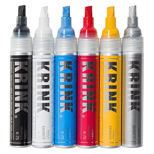 Krink K-75 Silver Paint Marker - Vibrant And Opaque Fine Art Paint Pen For Any Surface - Permanent Graffiti Markers - Krink Paint Markers With Alcohol-Based Paint For Plastic Glass Paper And More #TOP6