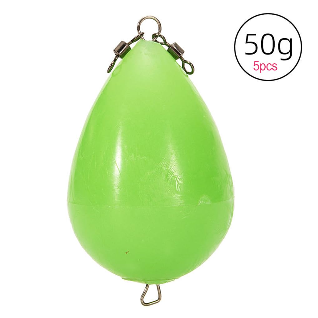 Rock Night Light Luminous Egg Fishing Bobbers Long Distance Thrower Accessories Egg-Shaped Bouy Efficient Bait 20g (5 Pieces), 5 Pieces
