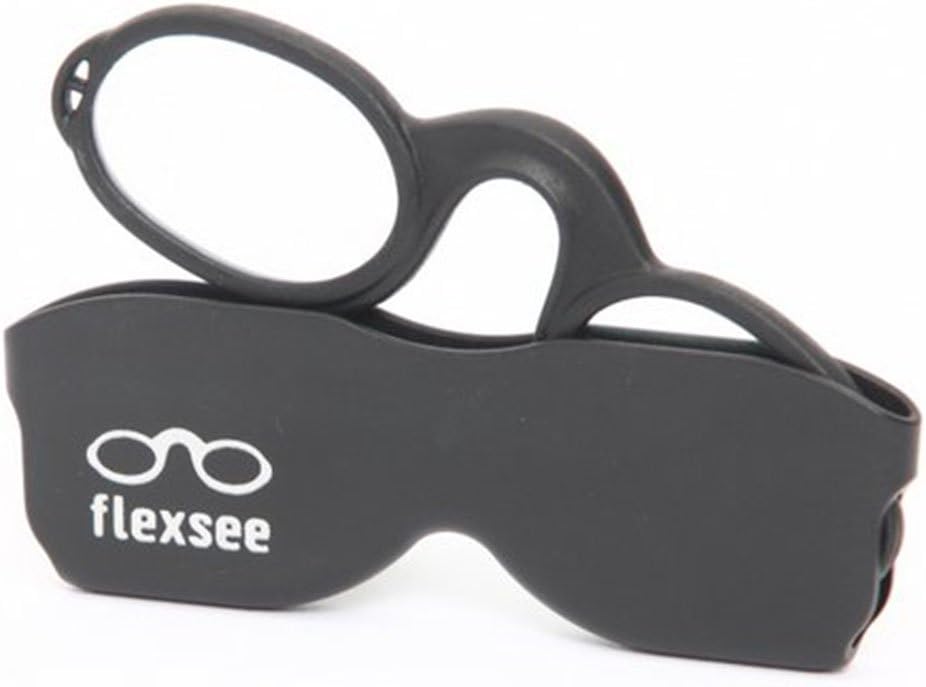 Flexsee Retro +2 Pince-Nez Lightweight Nose Resting Flexible Reading Glasses, Black