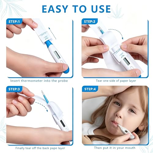 Digital Thermometer Probe Covers, 200 Pieces Disposable | Universal Electronic Thermometer Cover, For Health Center, Underarm Digital Home