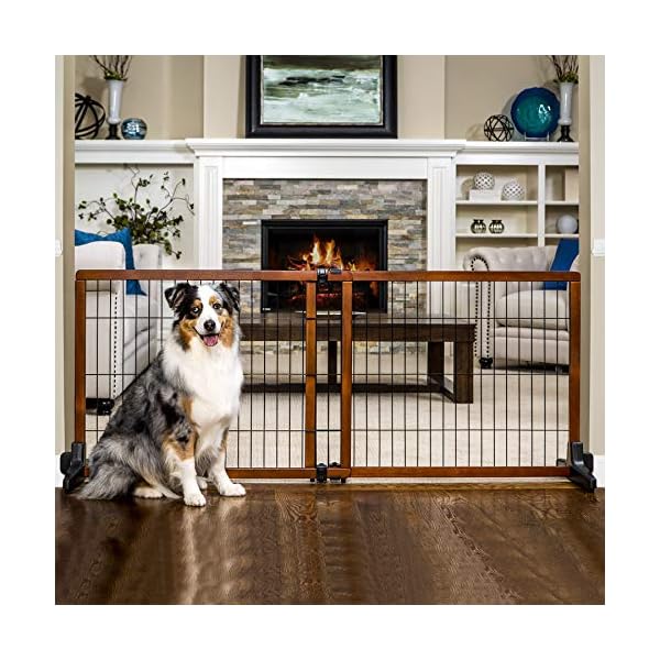 Carlson Extra Tall 70Inch Wide Adjustable Freestanding Pet Gate, Premium Wood (2870 DS