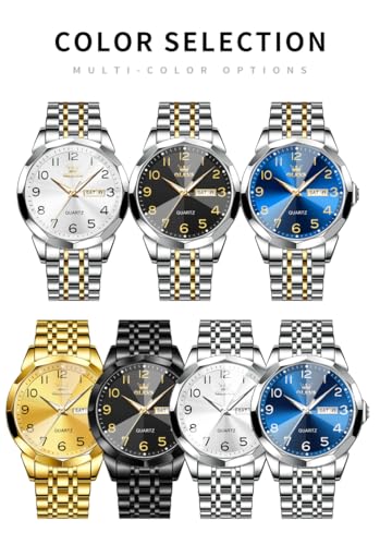 Image of OLEVS Watch for Men Simple Business Dress Analog Stainless Steel Waterproof Luminous Date Easy Read Men Wrsit Watch