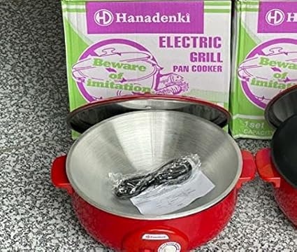 Yookie Aluminum Multi-Cooker 1.1 L (Boil, Grill, Fry) 800W, 10-inches, RED