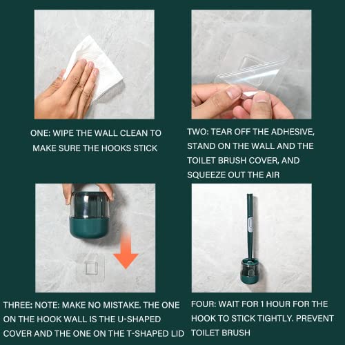 Household Silicone Toilet Brush And Holder Set, Toilet Brush With Soap Dispenser, Punch-Free Wall Hanging Toilet Brush With Liquid, Long Handle Toilet Brush With Base-White+Green #TOP3