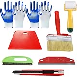 VIVIIHOO Tapezierwerkzeug Set mit Tapetenrakel, Roter Klinge, Druckrolle, Cutter & 30cm Bürste Handschuhe für Tapetenkleister, Vliestapeten & Fensterfolie