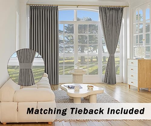 Mumfas Pinch Pleated Curtain Burlap Textured Kakhi Pinch Pleat Drape With Tieback & Hooks Full Blackout Insulated Room Darkening Waterproof Window Panel For Living Room,Bedroom 1 Panel,54W X72L,Taupe #TOP1