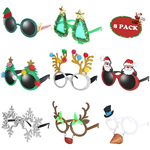 Ocean Line Novelty Christmas Glasses - 8 Pack Creative Funny Eyewear, Happy New