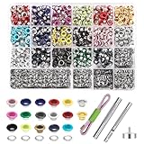 Metal Eyelets Grommets, 680Pcs 17 Colors 3/16 inch Metal Grommets Kit, Multi-Color Eyelets Set with...