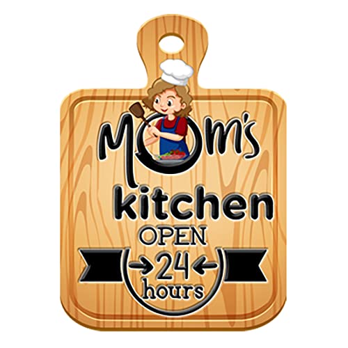 Image of PNF Poster And Frames Mom kitchen open 24 hours Quote Wall art & Door Hanging Frame For Kitchen, Dining, restaurants Decor | Walland home Decor for Living Room | Room Decor Wall Decor Items For Bedroom | (Wooden, 11x9 Inch,brown)-125-1