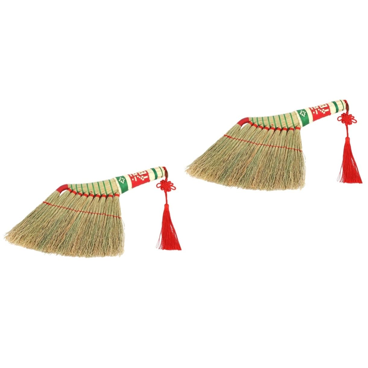 Healeved 2pièces Broom Woven Style Chinois pour Nettoyage De Maison Balai à pour Bureau Et Voiture Outil Pratique De Dépoussiérage Et Entretien Domestique