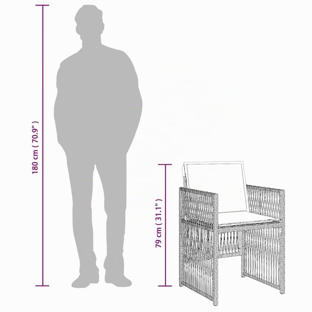 vidaXL Set de Comedor de Jardín y Cojines 5 pzas, Mesa y Sillas, Sillones de Relax, Asientos para Patio Terraza, Ratán Sintético Gris Claro