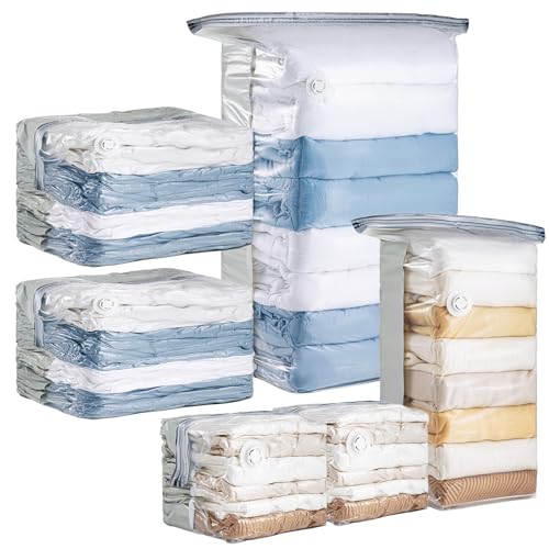 TAILINK 6 Pack Vacuum Storage Bags, Cube Combo (3 Jumbo+3 Medium), Vacuum Seal Bags for Clothing...