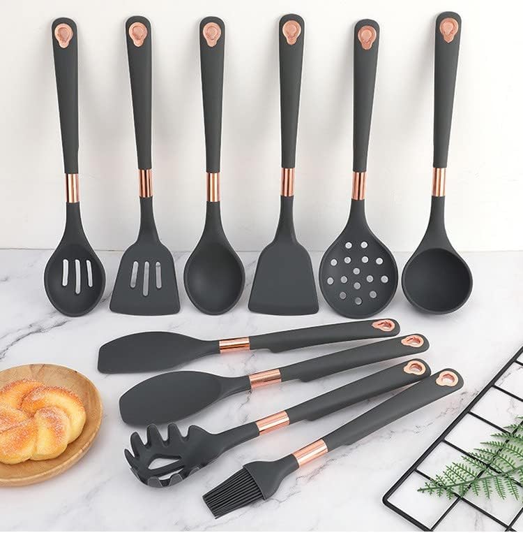 キッチン用品セット シリコン調理器具 9PCS ノンスティック スパチュラ バーベキューブラシ キッチンツール ホワイト (ブラック