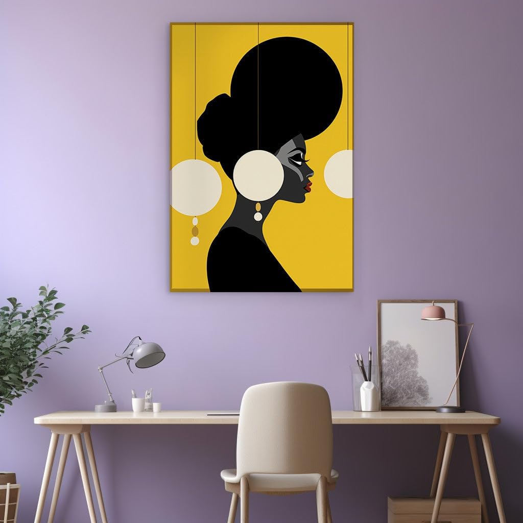 Canvas for Living room. Bold Elegance in Profile: Celebrating African Beauty and Mystique, 27 x 18 inch Canvas Wall Art - Ready to Hang