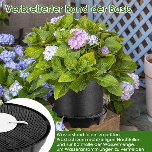 4 Stücke Selbstbewässernde Stofftopf Untersetzer 32CM PP Pflanzen Untersetzer mit Rasterbohrungen Nuten Dochtdraht Einstellbar Selbstbewässernde Topfuntersetzer für Topfpflanzen Gärten Gewächszelte