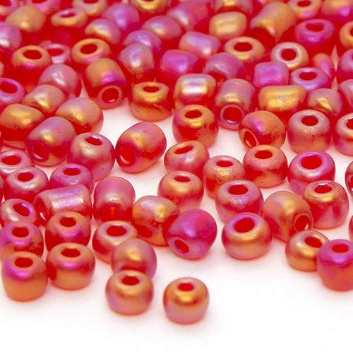 Cousin Diy 61215061 40G Matte Pink 6/0 Glass E-Beads, Red #TOP2