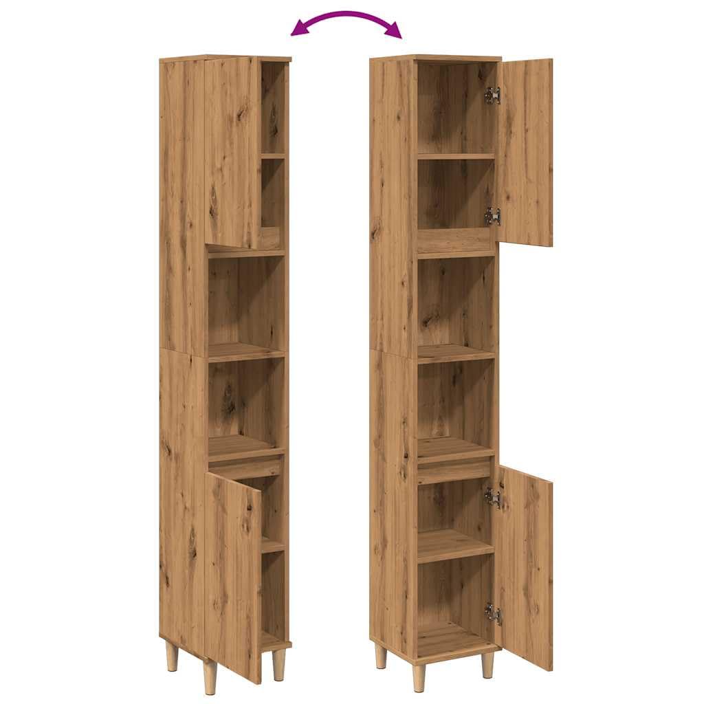 vidaXL Armario de baño Madera contrachapada Roble Artisan 30x30x190 cm