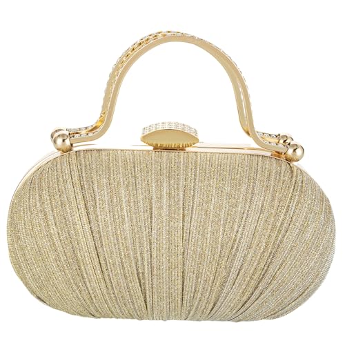 Image of Simcat Women Gold Clutch Purses Glitter Evening Handbag Pleated Evening Bag for Lady Formal Bridal Wedding Prom