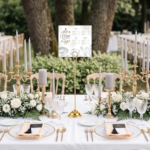 Image of 12 Pcs Table Number Holders Gold 12 Inch Metal Place Card Holders Table Number Stands Tabletop Sign Stands for Photos, Menu, Memo, Notes, Wedding, Restaurant, Banquet, Birthday