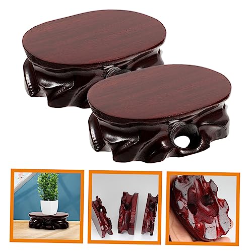 KONTONTY Wooden Display Base 3.54X1.97 Inch Oval Riser Stand for Crafts Statues Planters and Incense Burners Stable Ornament Holder for Home Tea Shops Museums - Image 3