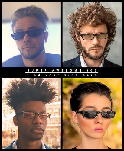 SA106 Mens Hippie Pimp Color Lens Narrow Rectangular Black Frame Sunglasses2