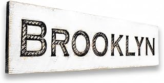 Brooklyn Sign | Carved in a 40"x10" Solid Wood Board | Rustic Distressed | Bushwick Williamsburg Red Hook Dumbo Bed-Stuyvesant NY