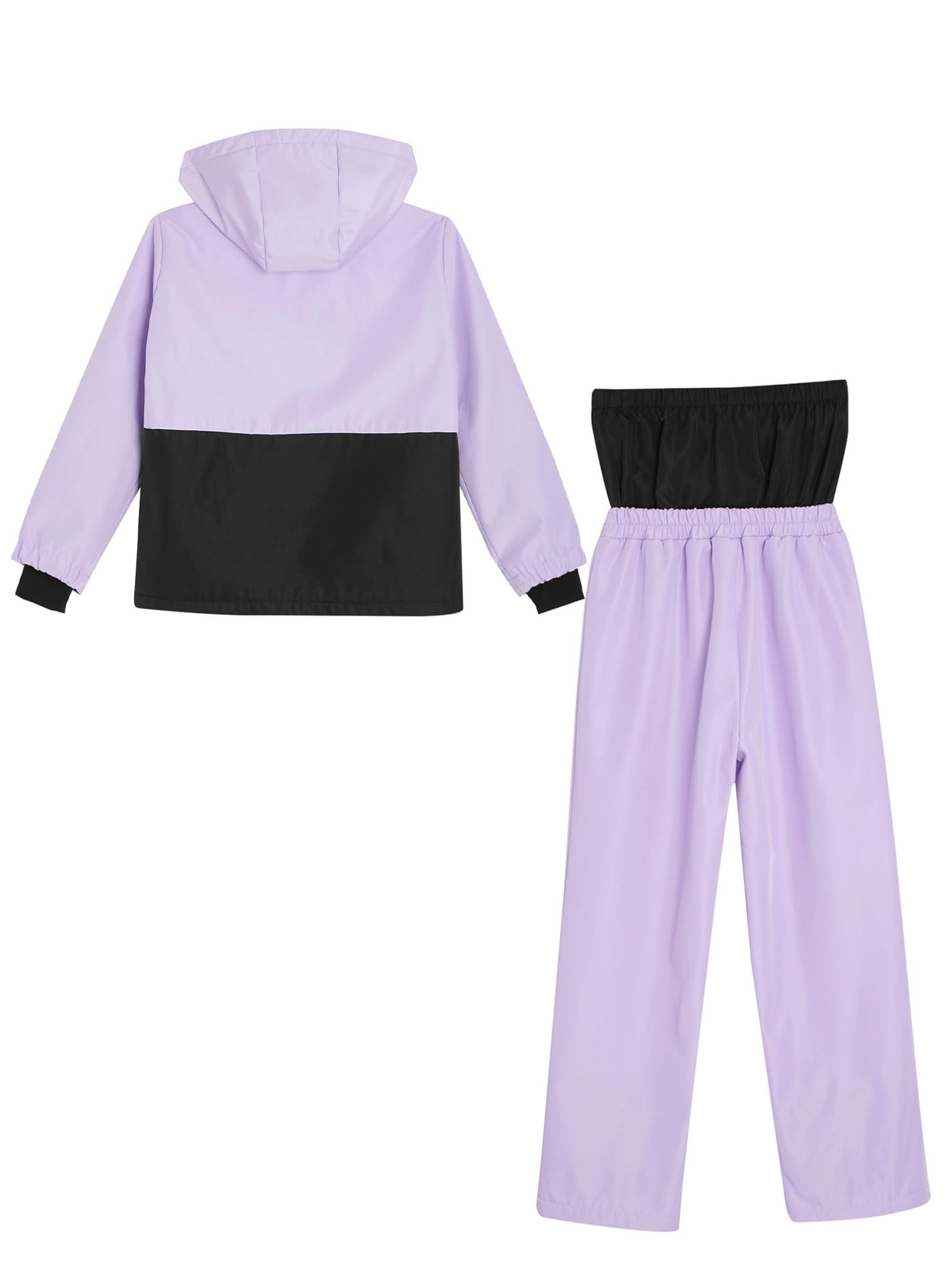 ranrann Ensemble de Ski Enfant Fille Garçon Manteau à Capuche Coupe-Vent avec Pantalon de Ski Neige Chaud Ensembles de Neige Sport Plein Air Violet clair 9-10 ans