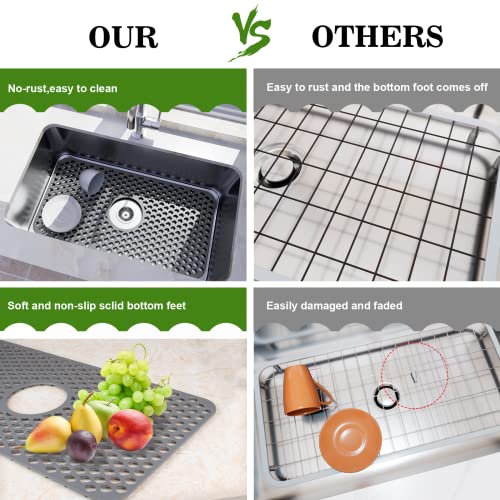 Kitchen Sink Mats Toovem Silicone Sink Mat With Non-Slip, Stable, Farmhouse Sink Protector For Kitchen Stainless Steel Sink Porcelain Bowl Bathroom Sink #TOP7