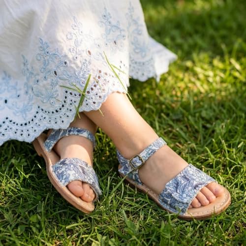 Image of THEE BRON Toddler Girls Vintage Open Toe Sandals Cushioned Comfy Summer Dress Shoes