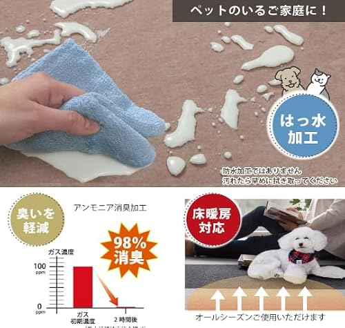 【日本製 撥水 消臭 洗える】ずれない タイルカーペット 30×30cm ベージュセット 8枚フラットタイプ おくだけ吸着 ジョイントマット [4]