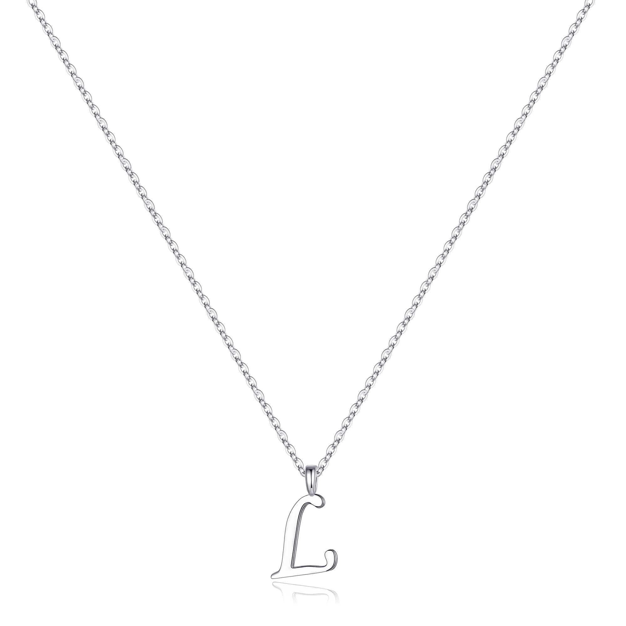 Yoosteel Valentines Gifts for Kids Her- S925 Sterling Silver Initial Necklaces for Women Teen Girls Sterling Silver Cursive Initial Necklace Jewelry