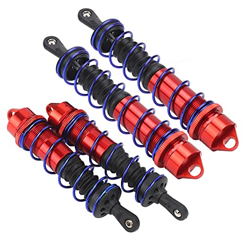 Stoßdämpfer Vorne Hinten, Aluminium 120mm Vorne 140mm Hinten Metall Stoßdämpfer Dämpfer Set Kompatibel für 1/8 RC Auto Ersatzteile(rot)