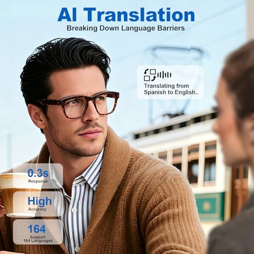 Image of AI Smart Glasses with 8MP Camera, 1080P Video Recording, Real-Time Translation, AI Assistant & Object Recognition, Photochromic Lenses, Bluetooth 5.4 Calls & Music, IP65 Waterproof, 7-8Hr Battery