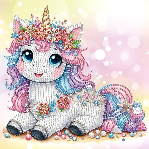 Image of AiYuanzsh Unicorn Diamond Painting Kits for Adults, 12x12 Inch | 5D Special Shape, Crystal Rhinestone, Fantasy Cartoon Animal Design, For Beginners, Home Wall Decor Gift