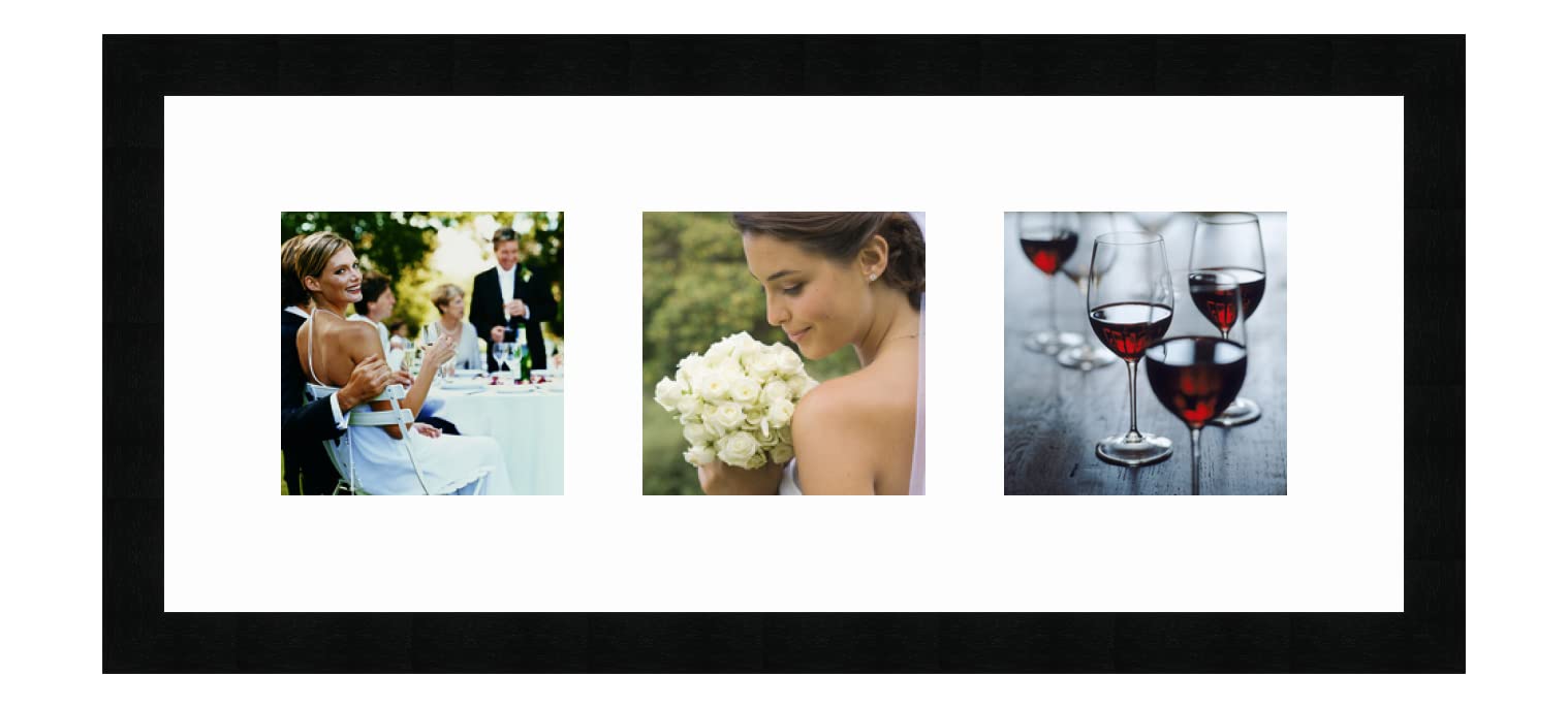 Cadres photos pêle mêle multivues 3 photos 15x15 cadre photo mural 60x25 cm noir moderne