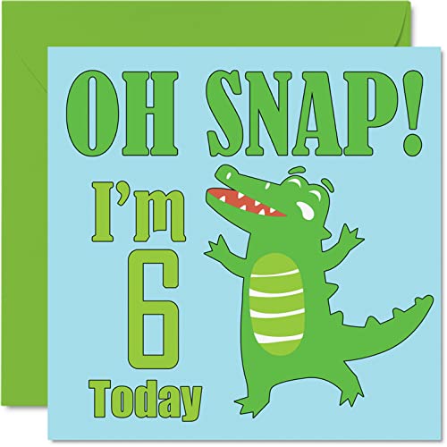 6Th Birthday Card Boy - Oh Snap! Crocodile - Happy Birthday Card 6 Year Old Boy, Boys Cards For Him, 5.7 X 5.7 Inch Greeting Card For Son, Brother, Grandson, Nephew, Cousin, God Son, Sixth Birthday #TOP22