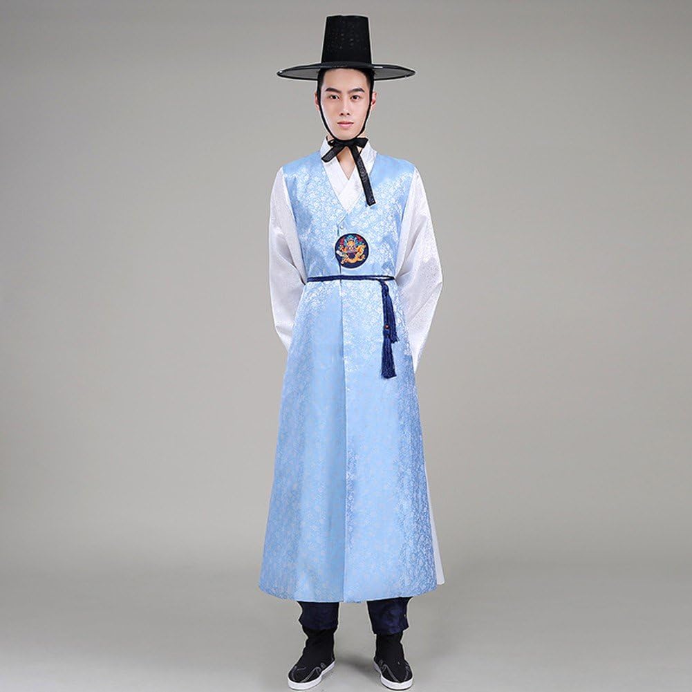 Hanbok Tradycyjny Męski Kostium Narodowy, Koreański Kostium Narodowy, Koreański Trybunał Strój na występy sceniczne, Cosplay i Halloween